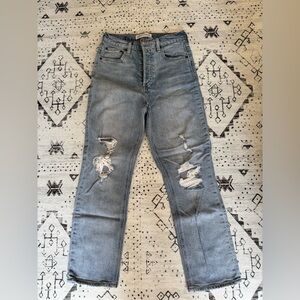 Aritzia Denim Forum Arlo High Rise Straight Jeans in Light Blue